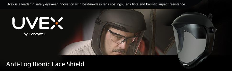 Uvex Bionic Face Shield with Clear Polycarbonate Visor, face shield, safety eyewear