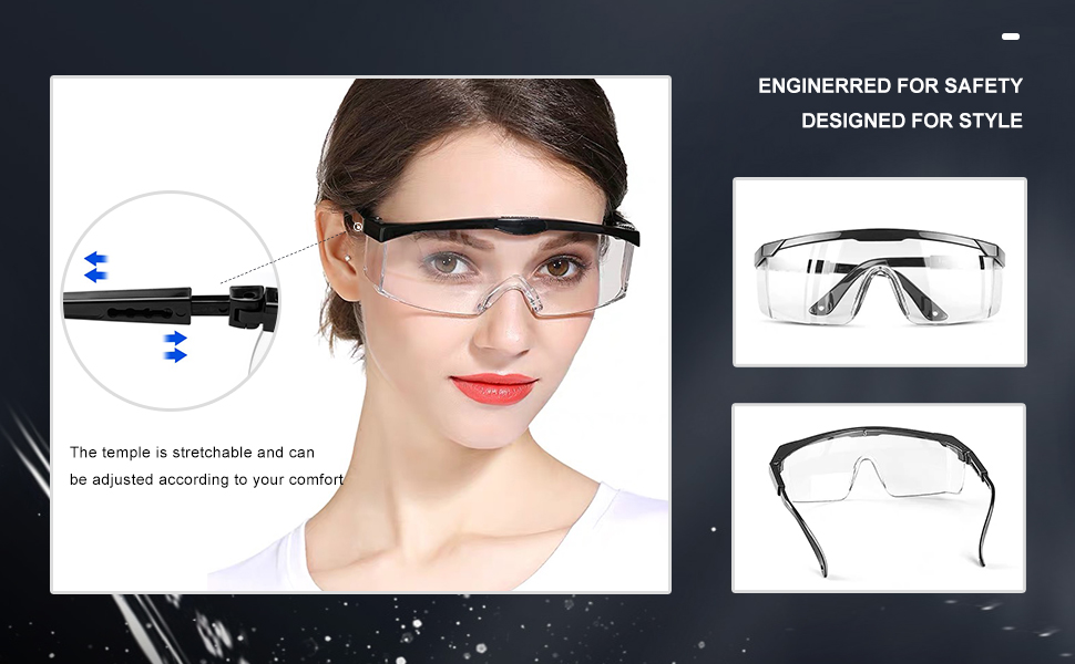 Safety Glasses for Work with Anti Fog Scratch Resistant for Woodworking, Adjustable, No-Slip Grips