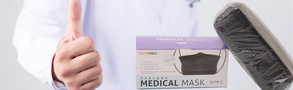 Black Disposable Medical Mask, Medical Grade Non-woven Fabric