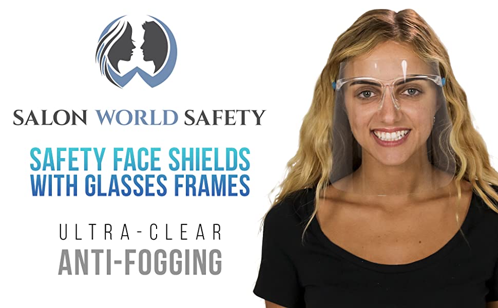 Salon World Safety Face Shields with Glasses Frames