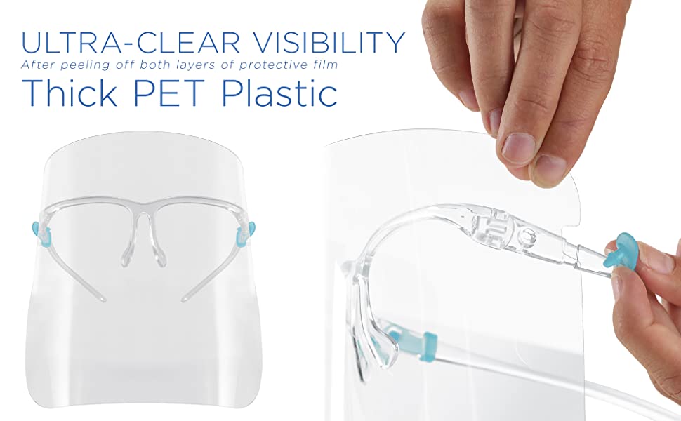 Salon World Safety Face Shields with Glasses Frames