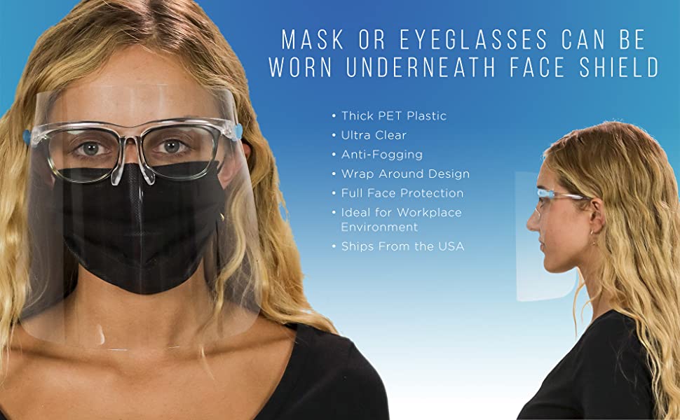 Salon World Safety Face Shields with Glasses Frames