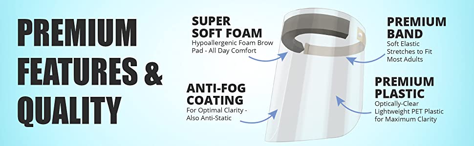 quality, lightweight, premium, soft, band, antifog, fog, anti, antistatic, static, pet, clear