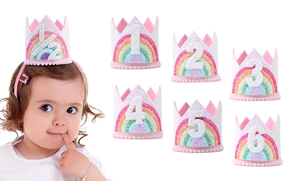 Rainbow theme birthday hat